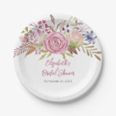 Botanisches Brautparty Pink Floral Pappteller (Vorderseite)