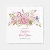 Botanisches Brautparty Pink Floral Serviette (Vorderseite)