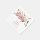 Botanisches Brautparty Pink Floral Serviette (Ecke)