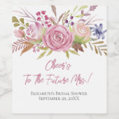 Botanisches Brautparty Pink Floral Weinetikett (Einzelnes Label)