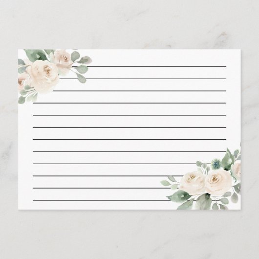 Botanisches Brautparty Rezept-Karte Begleitkarte (Rückseite)