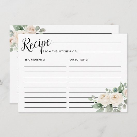 Botanisches Brautparty Rezept-Karte Begleitkarte (Vorne/Hinten)
