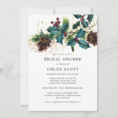 Botanisches Brautparty Rustic Holly and Berries Einladung (Vorderseite)