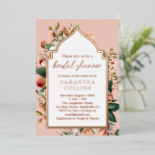 Botanisches Brautparty Südpfirsiche Folieneinladung (Stehend vorne)