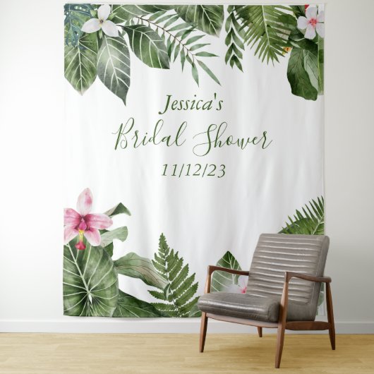 Botanisches Brautparty Tropische Blätter Wasserfar Wandteppich (Beispiel)