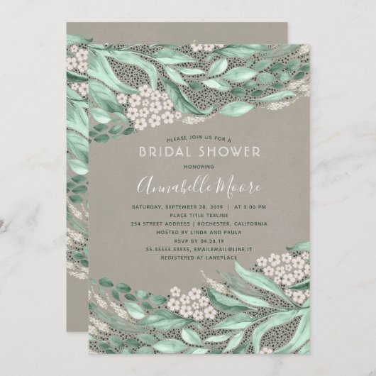 Botanisches Brautparty Wasserfarben Einladung (Vorne/Hinten)