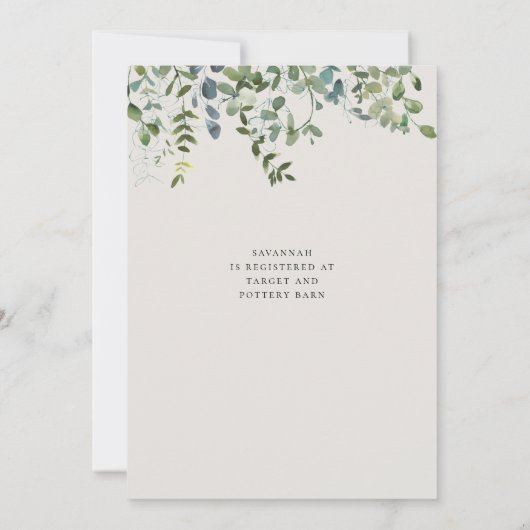 Botanisches Brautparty Wasserfarben Einladung (Rückseite)