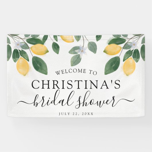Botanisches Brautparty Watercolor Lemon Banner (Horizontal)