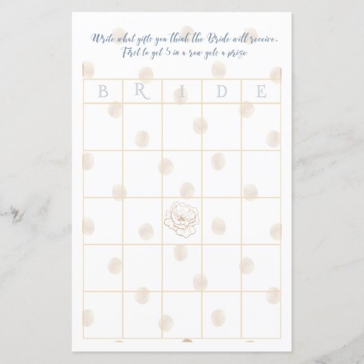 Botanisches Bridal Bingo Spiel (Vorderseite)