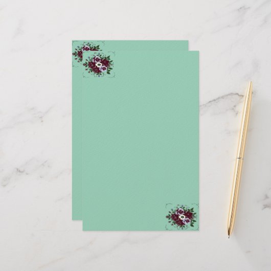 Botanisches Briefpapier - Veilchenstrauß (Vorderseite/Rückseite Beispiel)