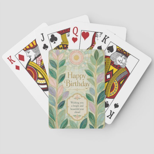Botanisches Buntglas-Geburtstagsleuchten Spielkarten (Rückseite)