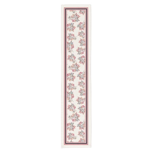 Botanisches Burgund Berries & Blätter Rote Streife Kurzer Tischläufer (Vorderseite)