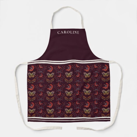 Botanisches Burgund Berries & Herbstlaub kundenspe Schürze (Vorderseite)