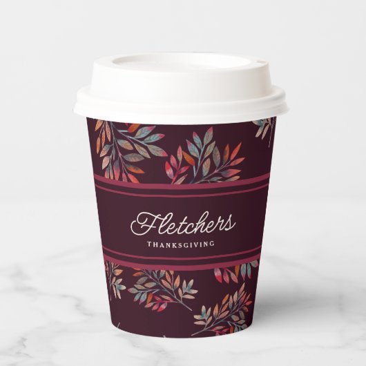 Botanisches Burgundy-Herbstlaub individuell anpass Pappbecher (Vorderseite)