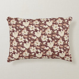 Botanisches Burgundy Red Beige Lily Floral Pattern Dekokissen
