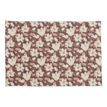 Botanisches Burgundy Red Beige Lily Floral Pattern