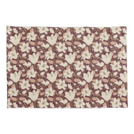 Botanisches Burgundy Red Beige Lily Floral Pattern Kissenbezug