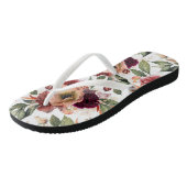 Botanisches Burgundy Rot und Orangefarbenes Muster Badesandalen (Schrägansicht)