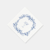 Botanisches Chinoiserie Monogram Wappen Wedellogo Serviette (Ecke)