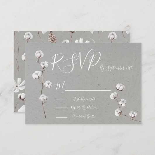 Botanisches Cotton Hochzeitkarten-UAWG RSVP Karte (Vorne/Hinten)