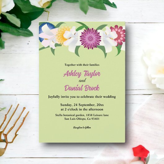 Botanisches Country Boho Rose Frühjahrssommage Einladung