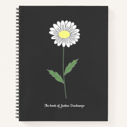 Botanisches Daisy-Blume-Black-Notebook Notizblock (Vorderseite)
