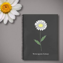 Botanisches Daisy-Blume-Black-Notebook Notizblock