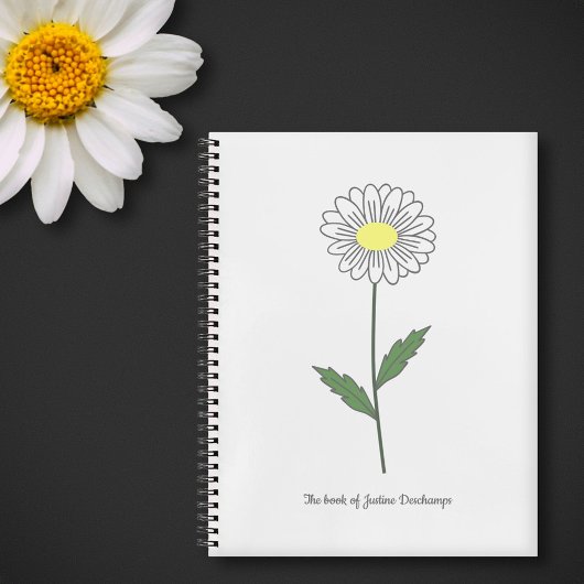 Botanisches Daisy-Blume-White-Notebook Notizblock