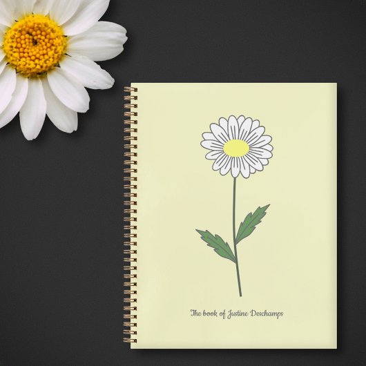Botanisches Daisy-Blume-Yellow-Notebook Notizblock