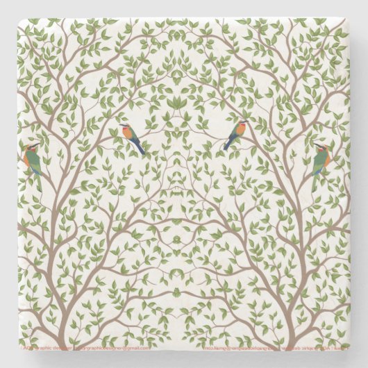 Botanisches Design aus modernem Marmor Steinuntersetzer (Vorderseite)