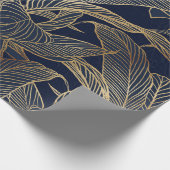Botanisches Design der modernen Blue Gold Foliage  Geschenkpapier (Ecke)