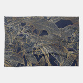 Botanisches Design der modernen Blue Gold Foliage  Geschirrtuch (Horizontal)