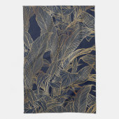 Botanisches Design der modernen Blue Gold Foliage Geschirrtuch (Vertikal)
