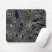 Botanisches Design der modernen Blue Gold Foliage  Mousepad (Mit Mouse)