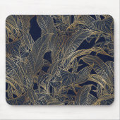 Botanisches Design der modernen Blue Gold Foliage Mousepad (Vorne)