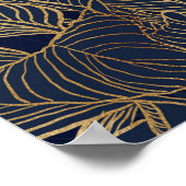 Botanisches Design der modernen Blue Gold Foliage Poster (Ecke)