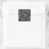 Botanisches Design der modernen Blue Gold Foliage  Quadratischer Aufkleber (Tasche)