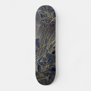 Botanisches Design der modernen Blue Gold Foliage Skateboard