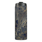 Botanisches Design der modernen Blue Gold Foliage  Thermosbecher (Vorderseite)
