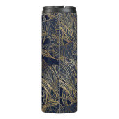 Botanisches Design der modernen Blue Gold Foliage  Thermosbecher (Rückseite)