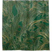 Botanisches Design der modernen Green Gold Foliage Duschvorhang (Vorderseite)