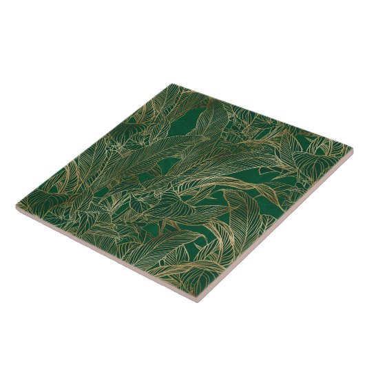 Botanisches Design der modernen Green Gold Foliage Fliese (Seite)