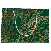 Botanisches Design der modernen Green Gold Foliage Große Geschenktüte (Rückseite)