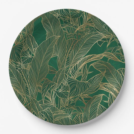 Botanisches Design der modernen Green Gold Foliage Pappteller (Vorderseite)