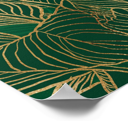 Botanisches Design der modernen Green Gold Foliage Poster (Ecke)