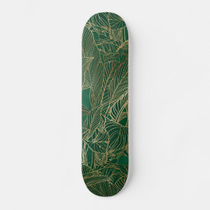 Botanisches Design der modernen Green Gold Foliage Skateboard