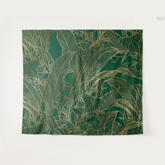 Botanisches Design der modernen Green Gold Foliage Wandteppich (Vorderseite (Horizontal))
