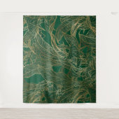 Botanisches Design der modernen Green Gold Foliage Wandteppich (Vorderseite)