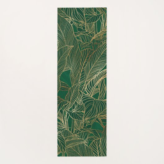 Botanisches Design der modernen Green Gold Foliage Yogamatte (Rückseite)