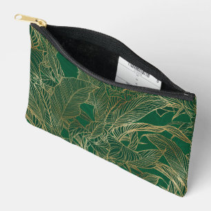 Botanisches Design der modernen Green Gold Foliage Zubehörtasche